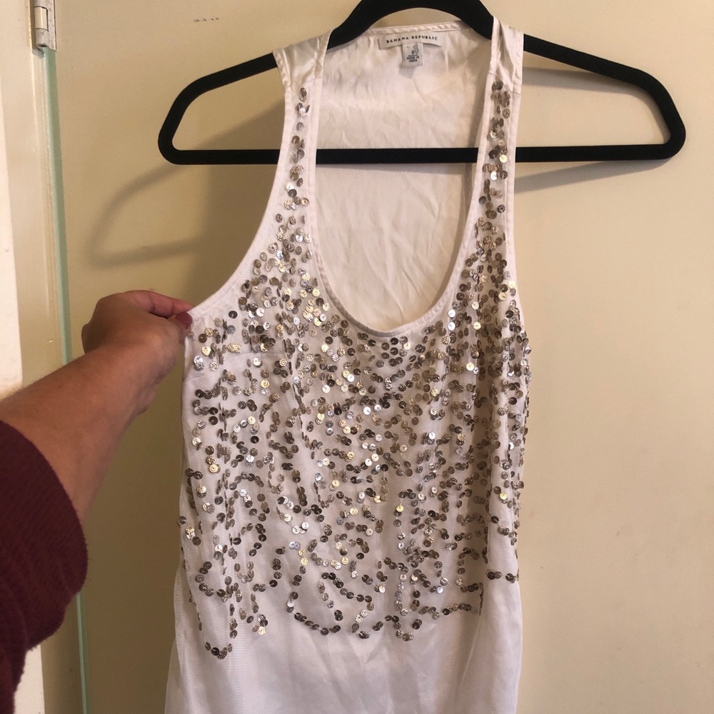 Sequin tank satin bottom!
